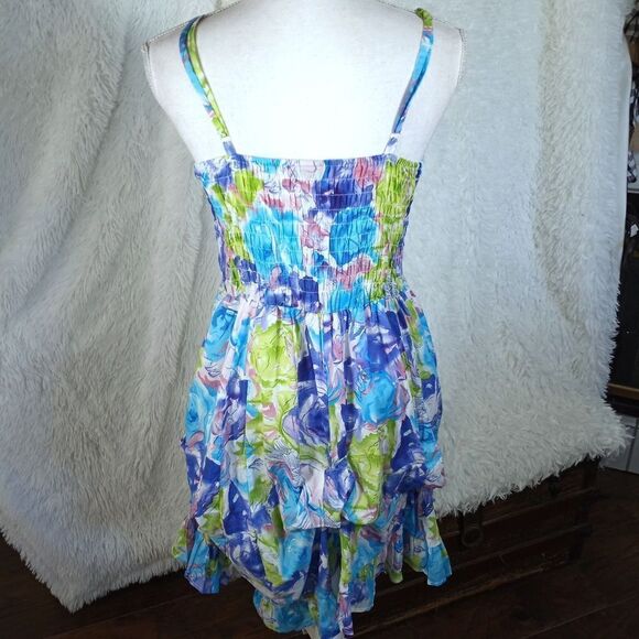 DOTS TURQUOISE & GREEN SMOCKED DRESS SZ.XL EUC - Picture 6 of 8